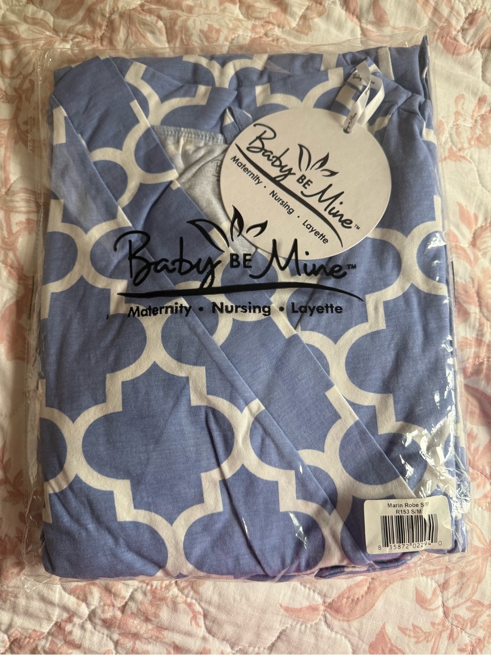 Baby Be Mine Blue and White Maternity Nursing Robe